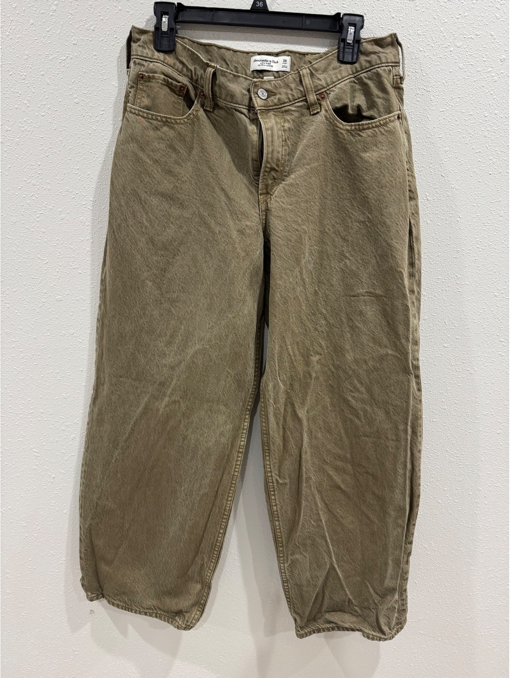 Abercrombie & Fitch Low Rise Ultra Loose Jeans 28 Short Olive Green Baggy
